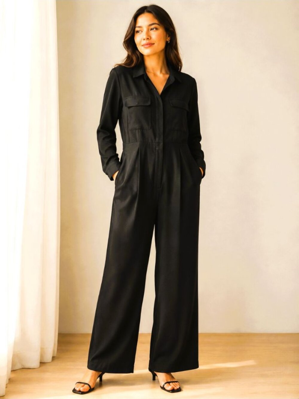 Jumpsuit BANANA REPUBLIC Black Long Sleeve Size 10